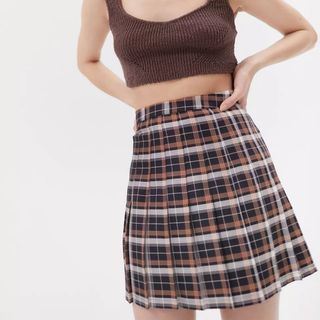 Urban Outfitters + Mary Plaid Pleated Mini Skirt