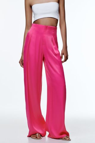 Zara + Full Length Satin Trousers