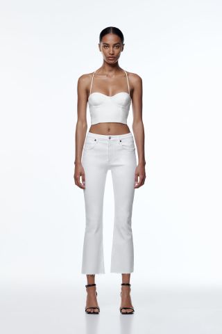 Zara + Cropped Flared Jeans