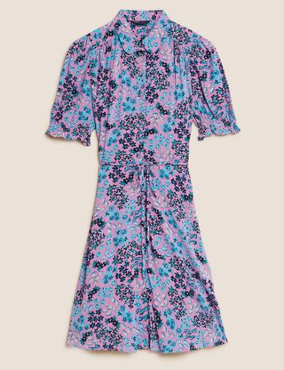 M&S Collection + Floral Belted Mini Shirt Dress