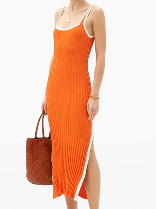 Solid&Striped + The Kimberly Side-Slit Ribbed-Jersey Midi Dress