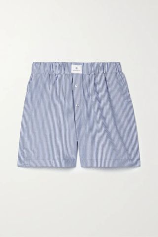 Anine Bing + Liam Striped Cotton-Poplin Shorts