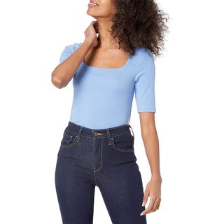 Amazon Essentials + Slim Fit Half Sleeve Square Neck T-Shirt