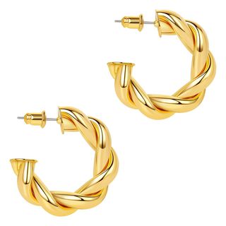 Gokeey + 18k Chunky Twisted Gold Plated Earrings