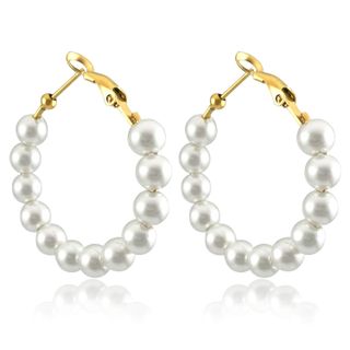 Ronllna + Pearl Hoop Earrings