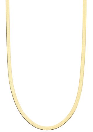 Miabella + 18k Gold Flexible Flat Herringbone Chain Necklace