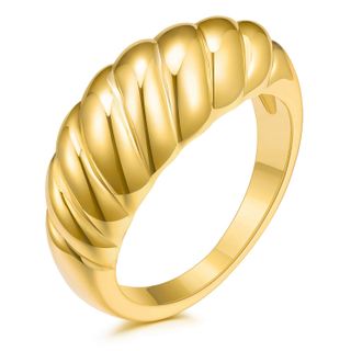 Jinear + 18k Gold Plated Croissant Dome Ring