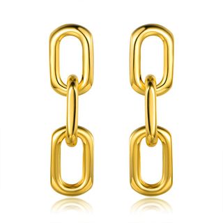 Barzel + 18k Gold Plated Symmetrical Chain Link Earrings