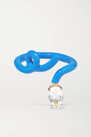 Bea Bongiasca + Baby Vine Tendril Enamel, Gold and Crystal Ring