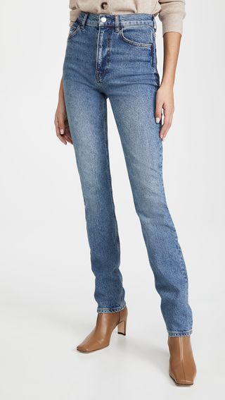Reformation + Liza High Straight Long Jeans