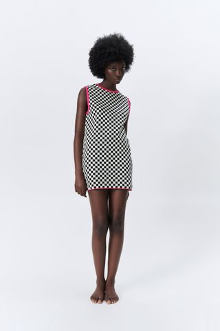 Zara + Plaid Knit Dress