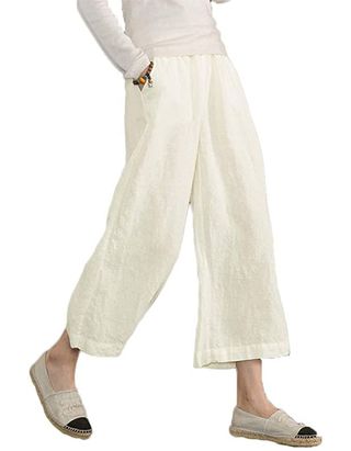 Ecupper + Loose Elastic Waist Cotton Trousers