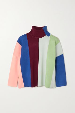 Victoria Victoria Beckham + Striped Knitted Turtleneck Sweater