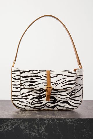 BY FAR + Miranda Leather-Trimmed Zebra-Print Calf Hair Shoulder Bag