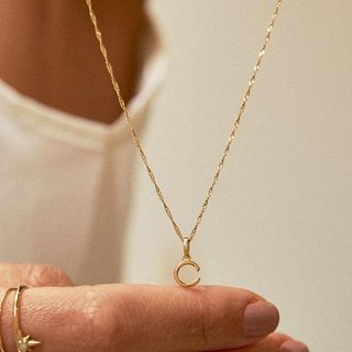 Edge of Ember + Solid Gold Initial Necklace