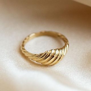 Family Gold + Solid Gold Twisted Signet Ring