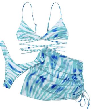 Soly Hux + Wrap Bikini Bathing Suits with Mesh Beach Skirt