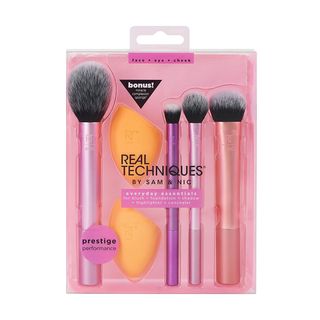 Real Techniques + Makeup Brush Set with 2 Sponge Blenders for Eyeshadow, Foundation, Blush, and Concealer