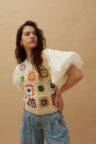 Sea New York + Gabriela Crochet Puff Sleeve Combo Top