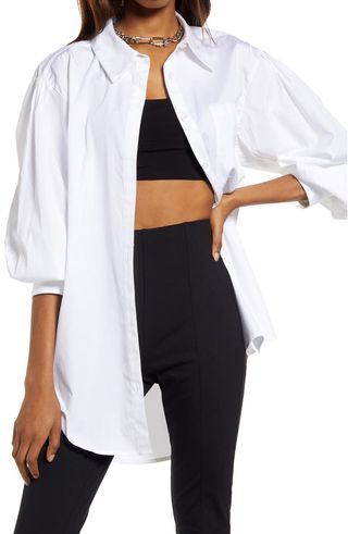 Open Edit + Organic Cotton Poplin Oversize Blouse