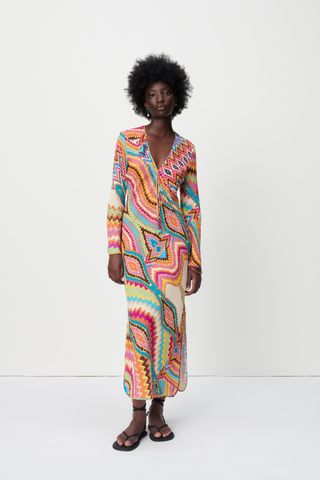 Zara + Long Printed Dress