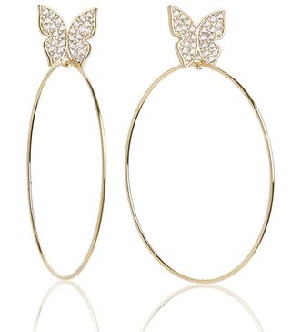 BX Glow + Signature Butterfly 2-Inch Gold Plated Hoop Earrings