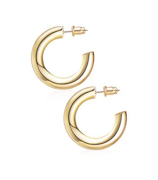 Wowshow + Chunky Open Hoops Thick Gold Hoop Earrings