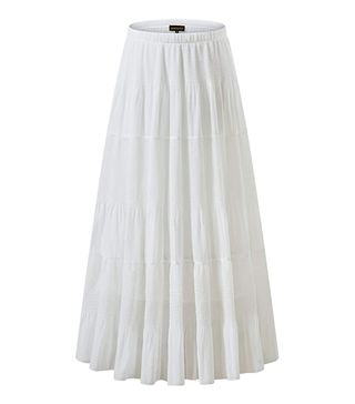 Nashalyly + Chiffon Elastic High Waist Pleated A-Line Flared Maxi Skirts
