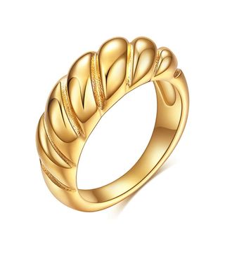 Jeryaqtq + 18K Gold Plated Croissant Dome Chunky Ring