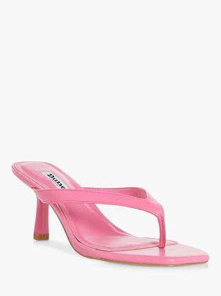 Dune + Marsa Leather Toe Post Heeled Sandals in Pink