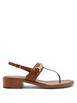 Gucci + Tan Sylvie Embellished Leather Sandals