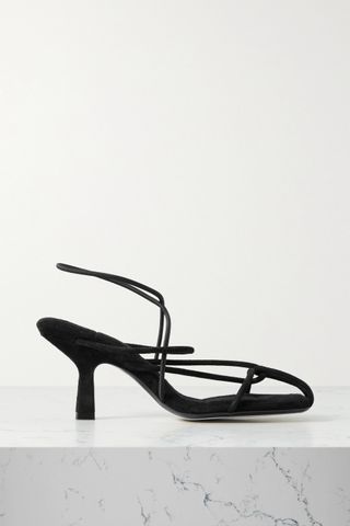 Khaite + Monza Suede Sandals in Black