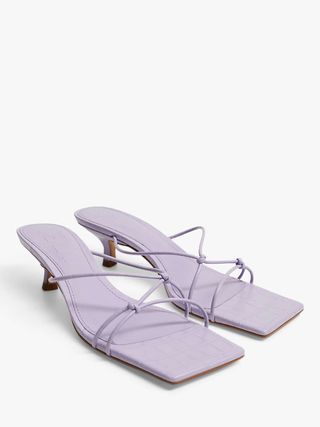 Mango + Knotted Strap Heeled Sandals in Lilac