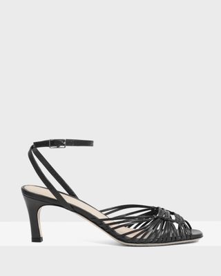 Theory + Hand-Braided Sandal in Black Leather