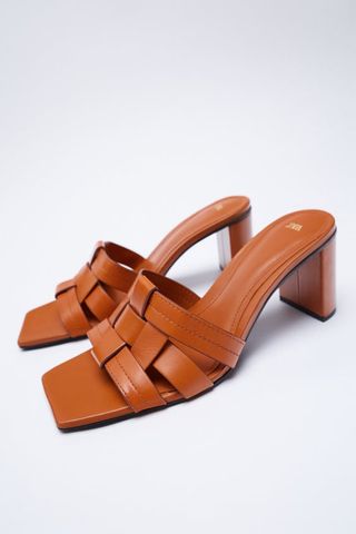 Zara + Leather Interwoven Leather Sandals