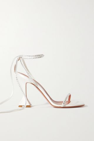Amina Muaddi + Vita Crystal-Embellished Satin Sandals
