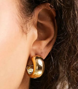 ASOS Design + 14k Gold Plated Thick Hoop Earrings