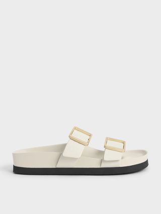 Charles 
Keith + Chalk Buckle Strap Slide Sandals