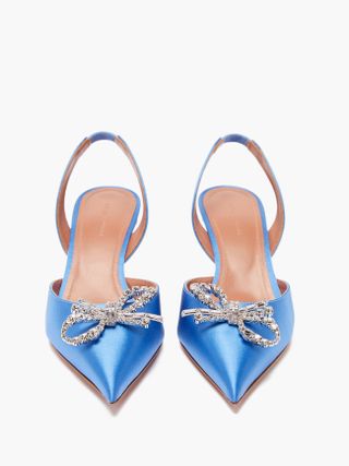 Amina Muaddi + Rosie Crystal-Embellushed Silk-Satin Heels