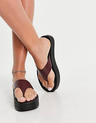 ASOS + Fuelled Chunky Leather Flip Flops