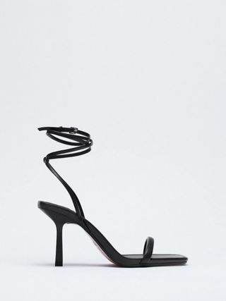 Zara + Heeled Strappy Leather Sandals