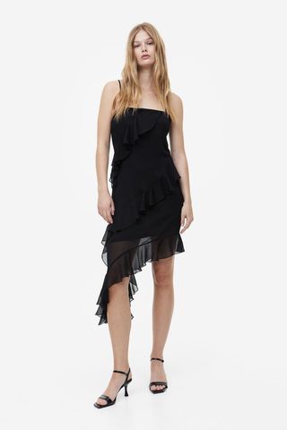 H&M + Flounce-Trimmed Asymmetric Dress