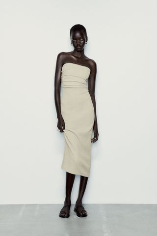 Zara + Strapless Textured Dress