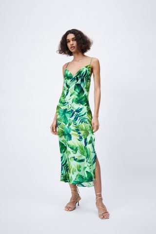 Zara + Tropical Print Slip Dress