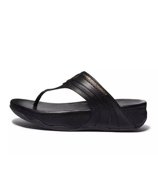 FitFlop + Walkstar Limited Edition Leather Toe-Post Sandals All Black