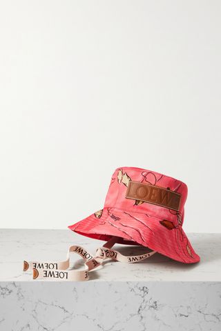 Loewe x Paula's Ibiza + Leather-Trimmed Printed Cotton-Twill Bucket Hat