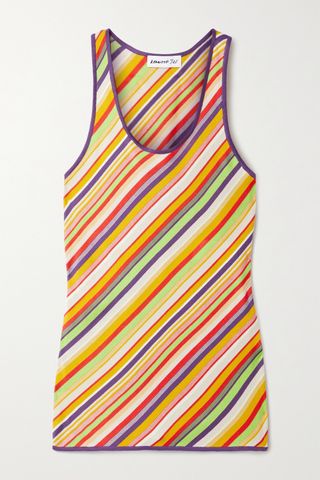 Kenneth Ize + Striped Silk and Cotton-Blend Tank