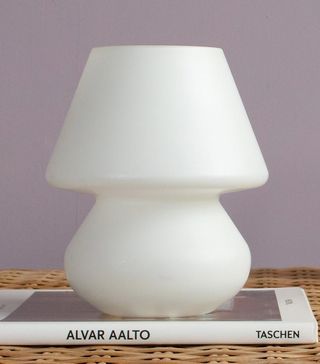Vintage + 80s Mini Mushroom Lamp White Glass
