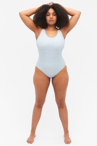 Monki + Daisy Print Deep Back Swimsuit