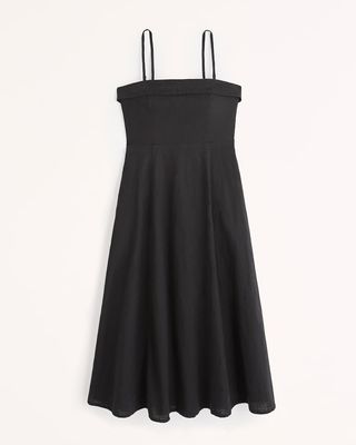 Abercrombie and Fitch + Strapless Linen-Blend Midi Dress